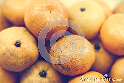 Fresh whole mandarin oranges background , top view Stock Photo