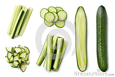 Fresh whole and sliced cucumber Stock Photo