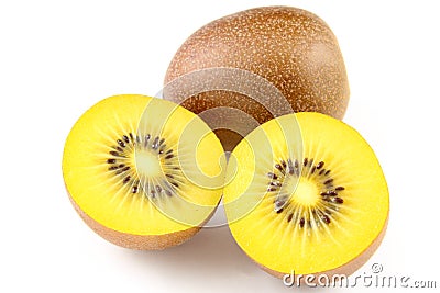 Fresh yellow kiwi fruits isolated on a white background Stock Photo