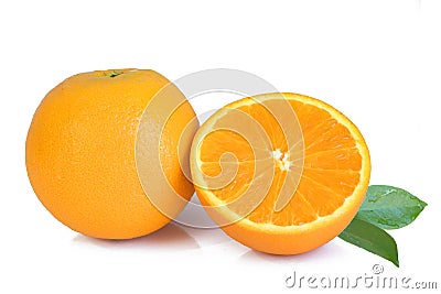 Fresh yellow oranges on white Stock Photo