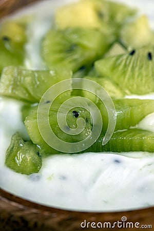 fresh yogurt made from natural ingredients with kiwi Stock Photo