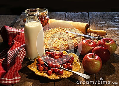 Freshly baked apple and cranberries Stock Photo