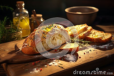 Freshly baked artisan bread with a golden crispy Stock Photo