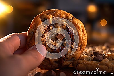 Freshly Baked Chocolate Chip Cookie Close-Up Stock Photo