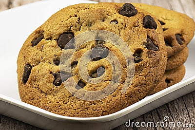 Freshly Baked Chocolate Chip Cookies Stock Photo