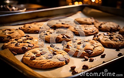 Freshly Baked Cookies Oven-Fresh Delights. Generative AI Stock Photo