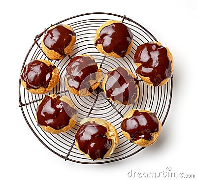 Freshly baked cream puffs Stock Photo