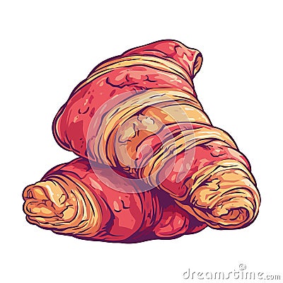 Freshly baked croissant, a gourmet French meal Vector Illustration