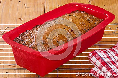 Fruit Cake in Silicon Bakeware Stock Photo