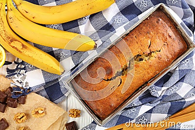 Freshly baked hot delicious banana bread Stock Photo