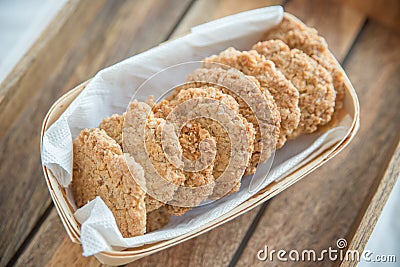 Freshly baked oatmeal Anzac cookies Stock Photo