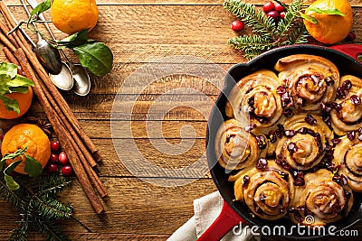 Freshly baked orange and cranberry cinnamon rolls Stock Photo