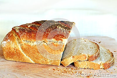 Fresh slices of sourdough bread Stock Photo