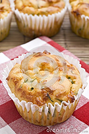 Freshly baked spinach and cheese muffins Stock Photo