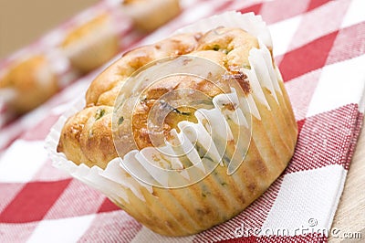 Freshly baked spinach and cheese muffins Stock Photo