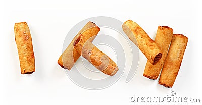 Freshly baked spring rolls set Cartoon Illustration