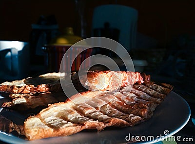 Freshly baked and toasted breakfast, french croissant Stock Photo