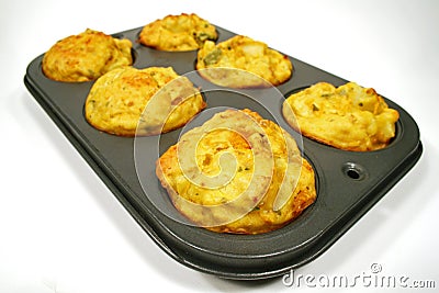 Freshly Baked Vegetable Muffins Stock Photo