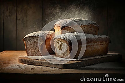 Delicious Homemade Whole Grain Bread - Freshly Baked Artisanal Loaves, Generative AI Stock Photo