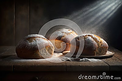 Delicious Homemade Whole Grain Bread - Freshly Baked Artisanal Loaves, Generative AI Stock Photo