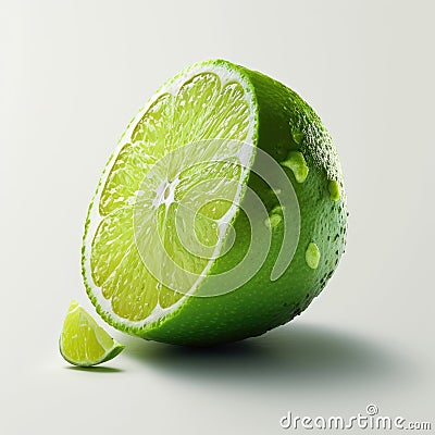 Freshly cut Lime photo white background Stock Photo