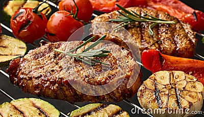 freshly grilled steaks Stock Photo