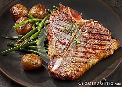 Freshly grilled T bone steak Stock Photo