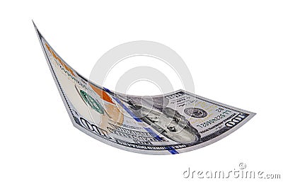 New US Dollar Bill, Enhanced Security US Dollar, Floating Coins Stock Photo