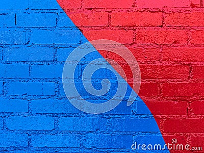 Freshly Painted Multi- Colored Brick Wall Stock Photo