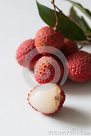 The Freshly peeled lychee pulp Stock Photo