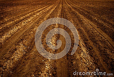 Freshly Plowed Farm Field for Agriculture Stock Photo