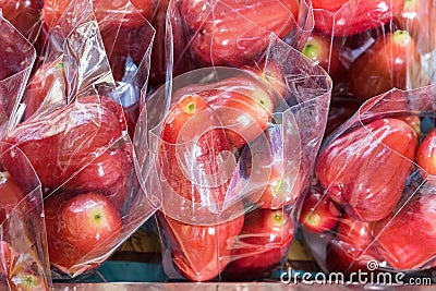 Freshly plucked rose apple fruit or jambu airon display for sale Stock Photo