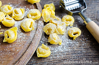 Freshly prepared Italian tortellini Stock Photo