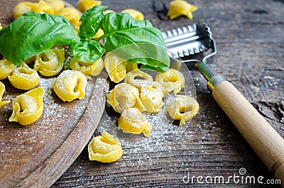 Freshly prepared Italian tortellini Stock Photo