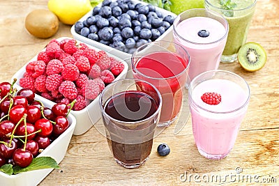 Freshly prepared organic drinks Stock Photo