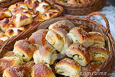 Salty scones with ramsons Stock Photo