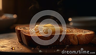 Freshly sliced whole wheat bread, ready to eat generated by AI Stock Photo