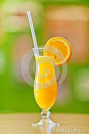 Freshly squeezed orange juice in hurricane glass Stock Photo