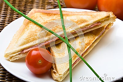 Freshly toasted cheese and ham sandwich Stock Photo