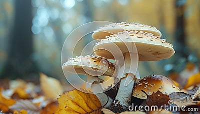 Freshness of autumn edible mushroom growth in uncultivated forest Stock Photo