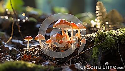Freshness of autumn forest growth edible mushroom, green beauty generated by AI Stock Photo