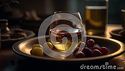 Freshness and elegance in a rustic wine bar celebration outdoors generated by AI Stock Photo