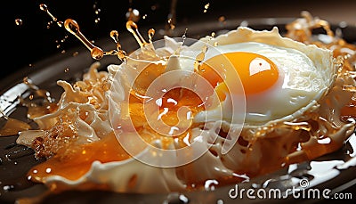 Freshness, gourmet meal, cooking heat, healthy eating, fried egg generated by AI Stock Photo