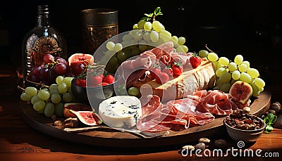 Freshness and gourmet on a rustic wood table generated by AI Stock Photo