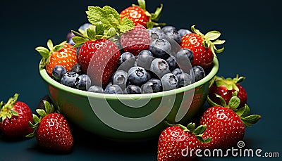 Freshness of nature bounty in a healthy bowl generated by AI Stock Photo