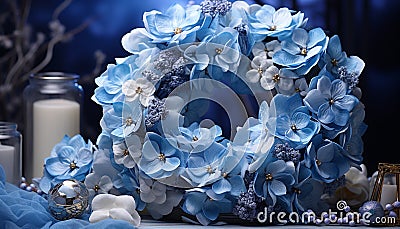 Freshness of nature in a bouquet, lilac and hydrangea blossoms generated by AI Stock Photo