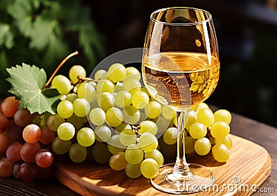 Freshness of nature in a glass of wine generated by AI Stock Photo