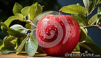 Freshness of nature gourmet, juicy apple, a healthy, organic snack generated by AI Stock Photo