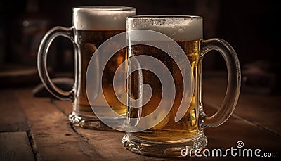 Freshness in a pint glass, a frothy drink for celebration generated by AI Stock Photo