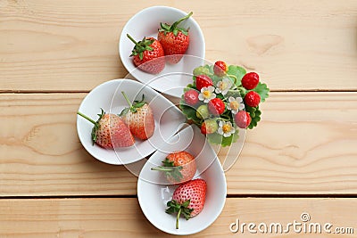 Freshness strawberry delicious fruit red color in mini white bowl Stock Photo